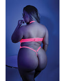 Glow Black Light Harness Mesh Body Suit Neon Pink