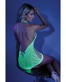 Glow Black Light Net Halter Dress Neon Green