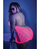 Glow Black Light Net Halter Dress Neon Pink