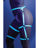 Glow Black Light Buckle Up Glow in the Dark Leg Harness - Light Blue