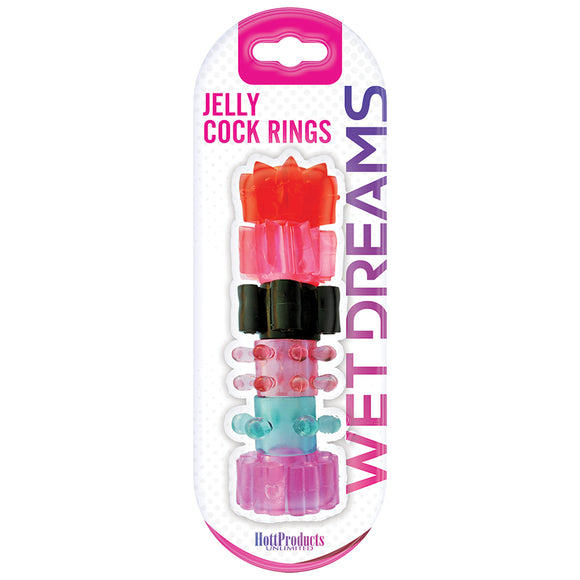 Wet Dreams Jelly Cock Rings-Assorted Colors 6Pk
