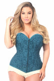 Lavish Dark Teal Lace Overbust Corset w/Zipper