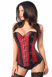 Top Drawer Wine Brocade & Faux Leather Steel Boned Corset