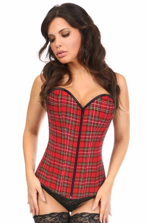 Lavish Red Plaid Overbust Corset